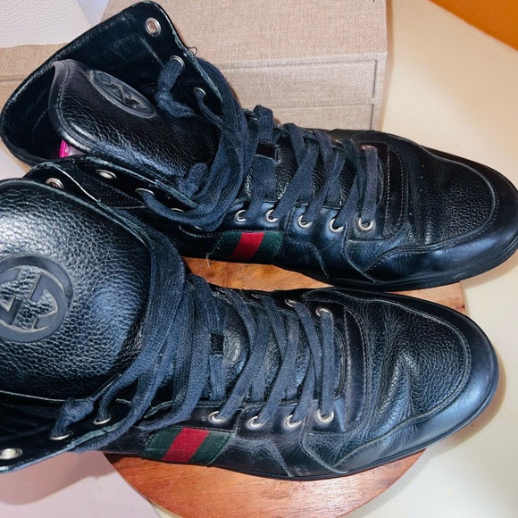Vintage Men gucci coda high top sneakers in black leather - Picture 4 of 9